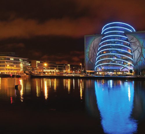 Dublin Convention Centre at night
