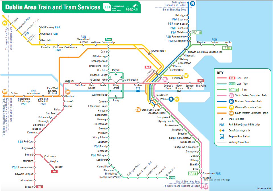 Dublin Area Dart Train and Luas Tram Service