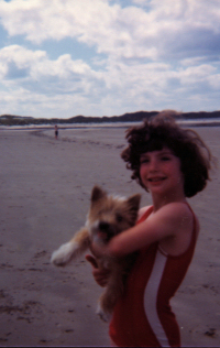 Photo of Maura, aged 8, with the family dog Nero on Ennniscrone beach.