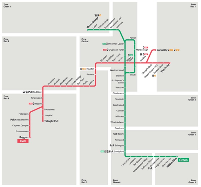 Luas Tram Map